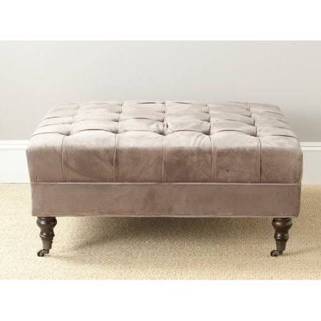 Darby Home Co Holsey 34.8x22 Velvet Tufted Square Cocktail Ottoman Fabric: Mushroom Taupe