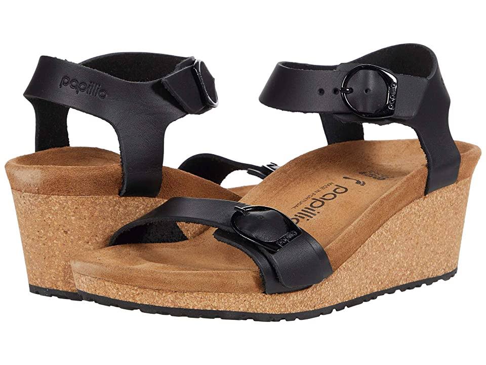 Birkenstock Women's Soley Wedge Sandals - Black Leather N / 42