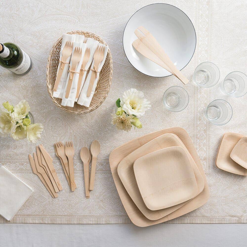 Bambu, Veneerware Square Bamboo Plates - 11 Inches, 25-Pack