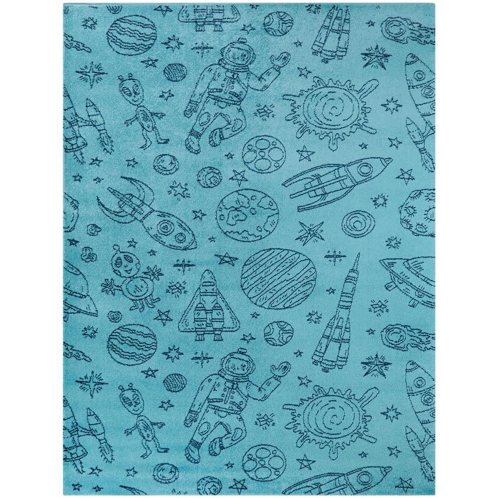 BALTA Space Rockets Light Blue 4 ft. x 6 ft. Area Rug