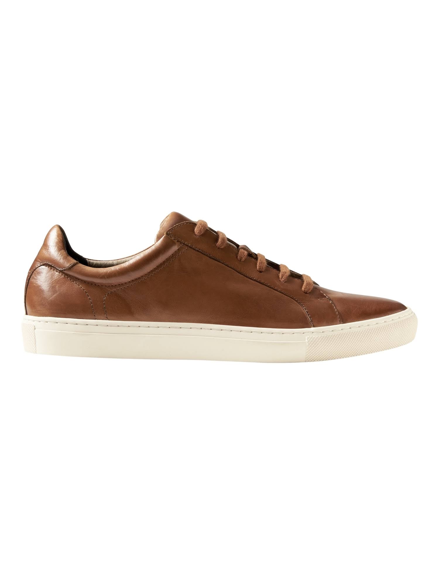 Banana Republic Men's Nicklas Leather Sneaker Cognac Brown Leather Size 10 1/2