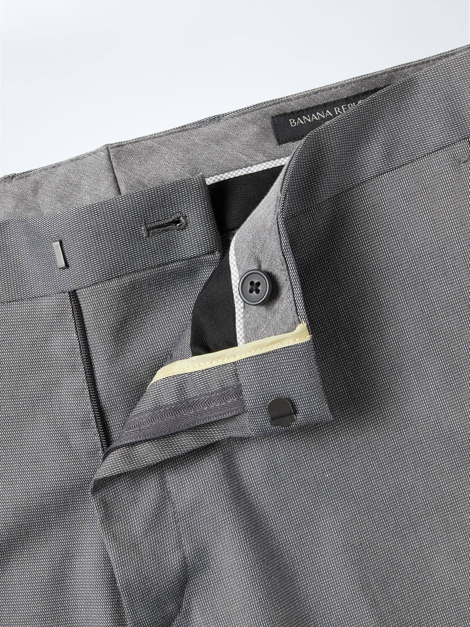 Banana Republic Men's Slim Non-Iron Stretch Cotton Solid Pant Gray Big and Tall Size 32W 36L