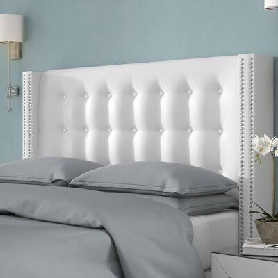 Lollis Wood Frame Upholstered Wingback Headboard Size: Full, Upholstery: Mystere Dove