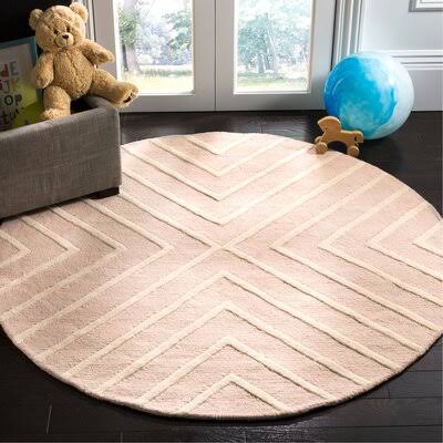 76 Geometric Handmade Tufted Wool Pink/Ivory Area Rug Mack & Milo Rug Size: Round 5&
