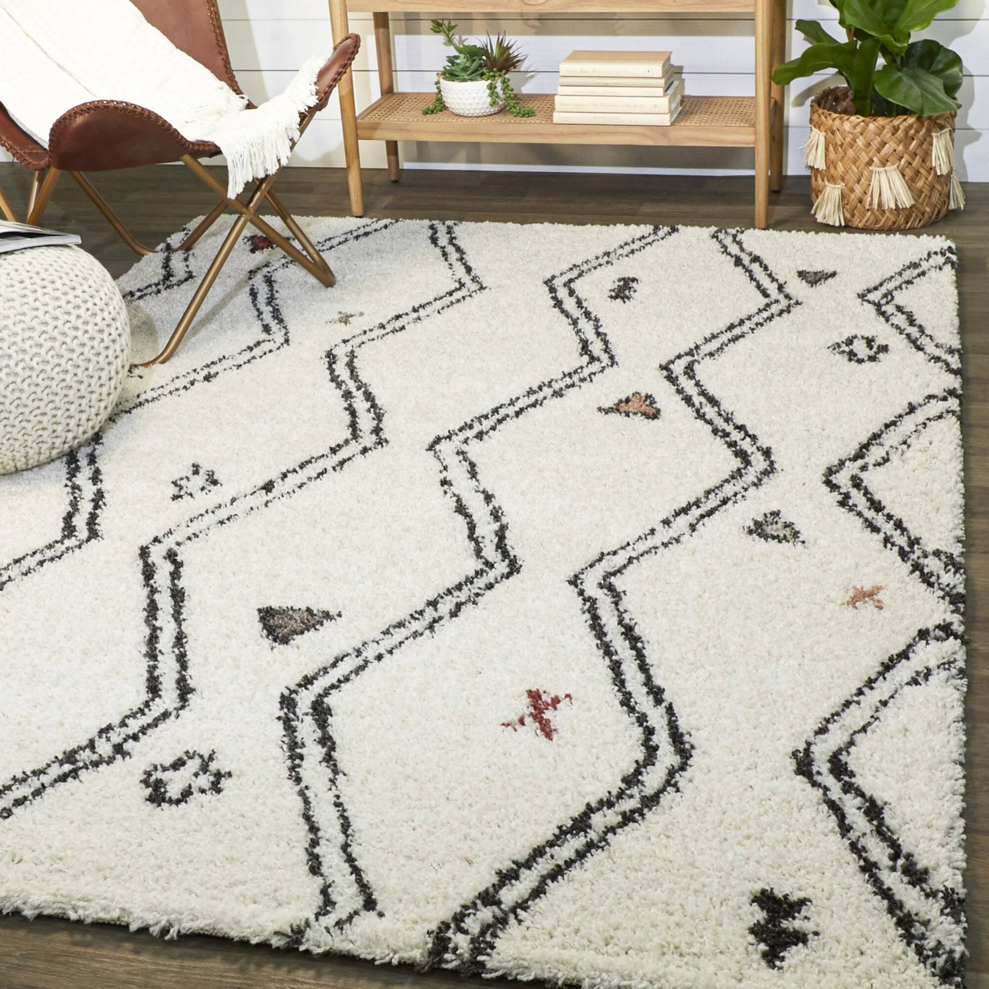 Kallos Tribal Shag Area Rug - 7&10x22 x 10& - Charcoal Grey