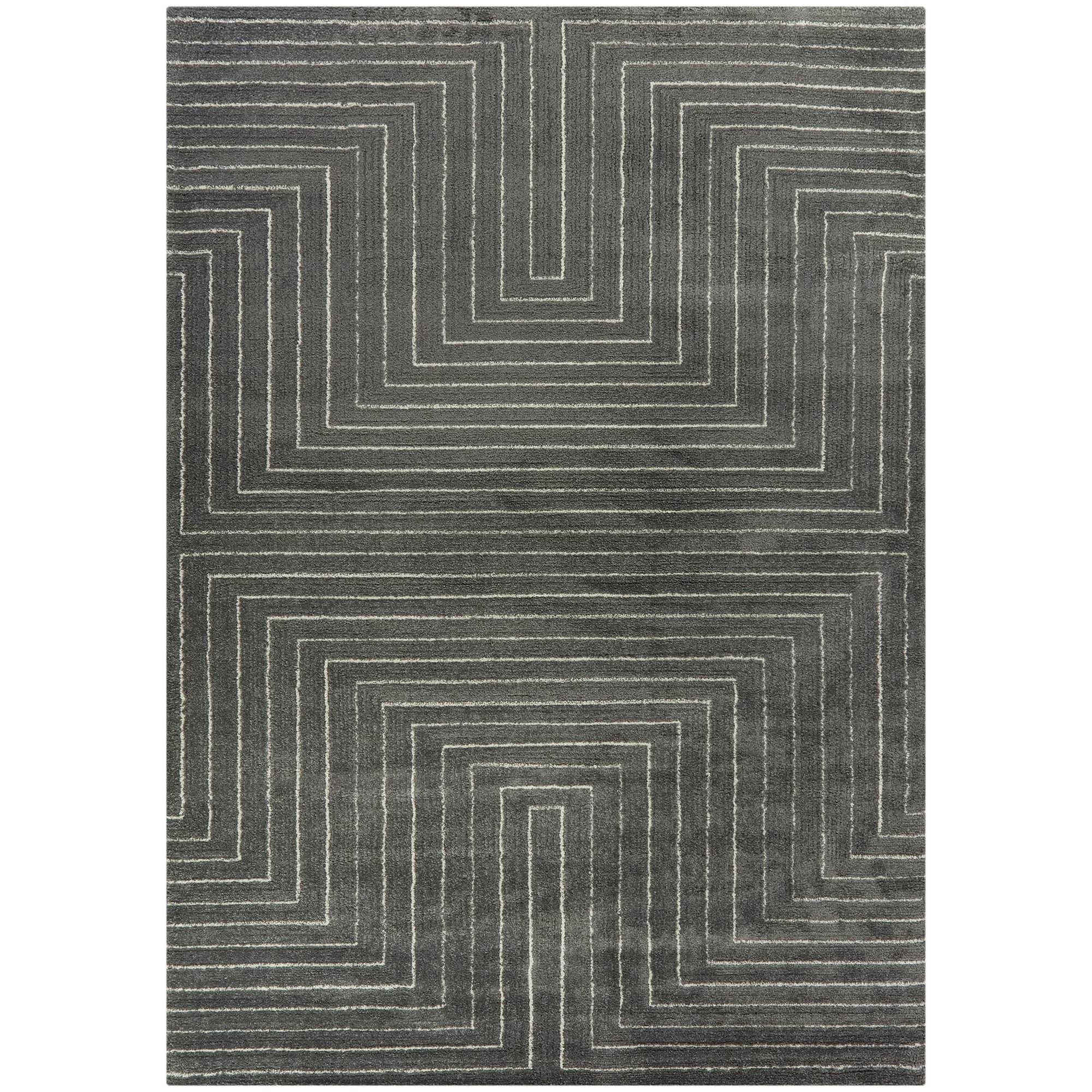 Carmody Modern Art Deco Stripe Area Rug - 2&7x22 x 7& Runner - Charcoal