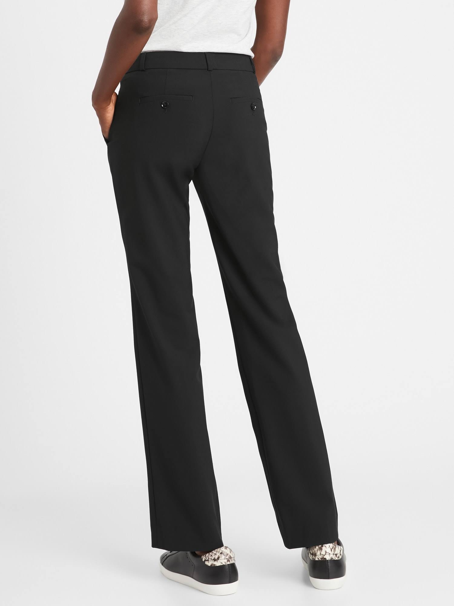 Banana Republic Women's Logan Trouser-Fit Washable Wool-Blend Pant Black Size 2 Regular