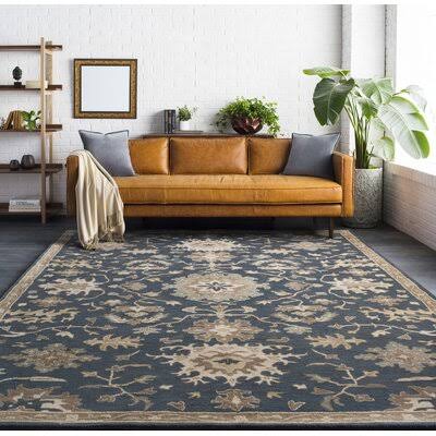 Charlton Home Willard Navy & Olive Area Rug - Rug Size: 5& x 8&