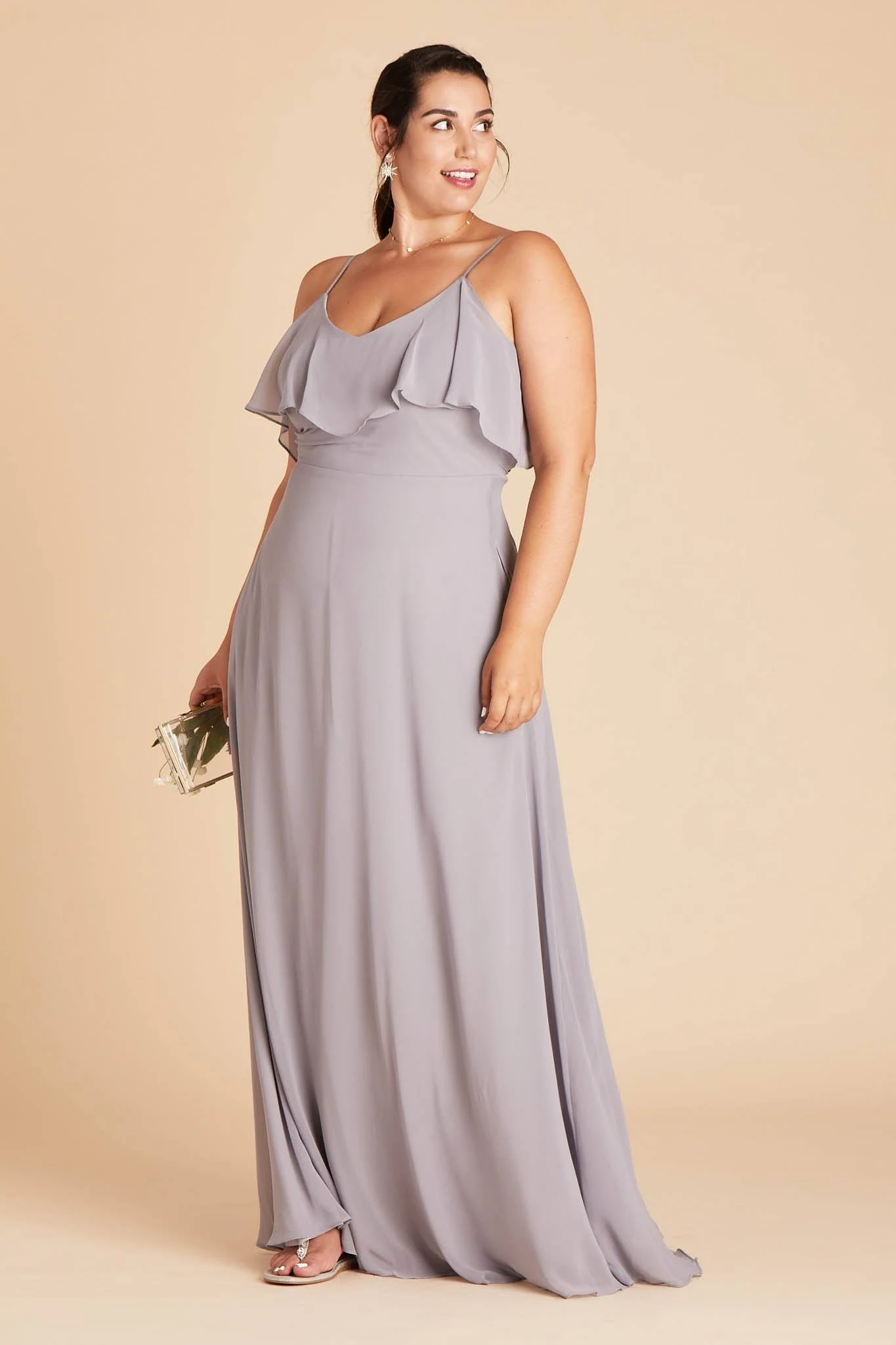 Birdy Grey Jane Plus Size Convertible Chiffon Bridesmaid Dress in Silver 3X / Silver