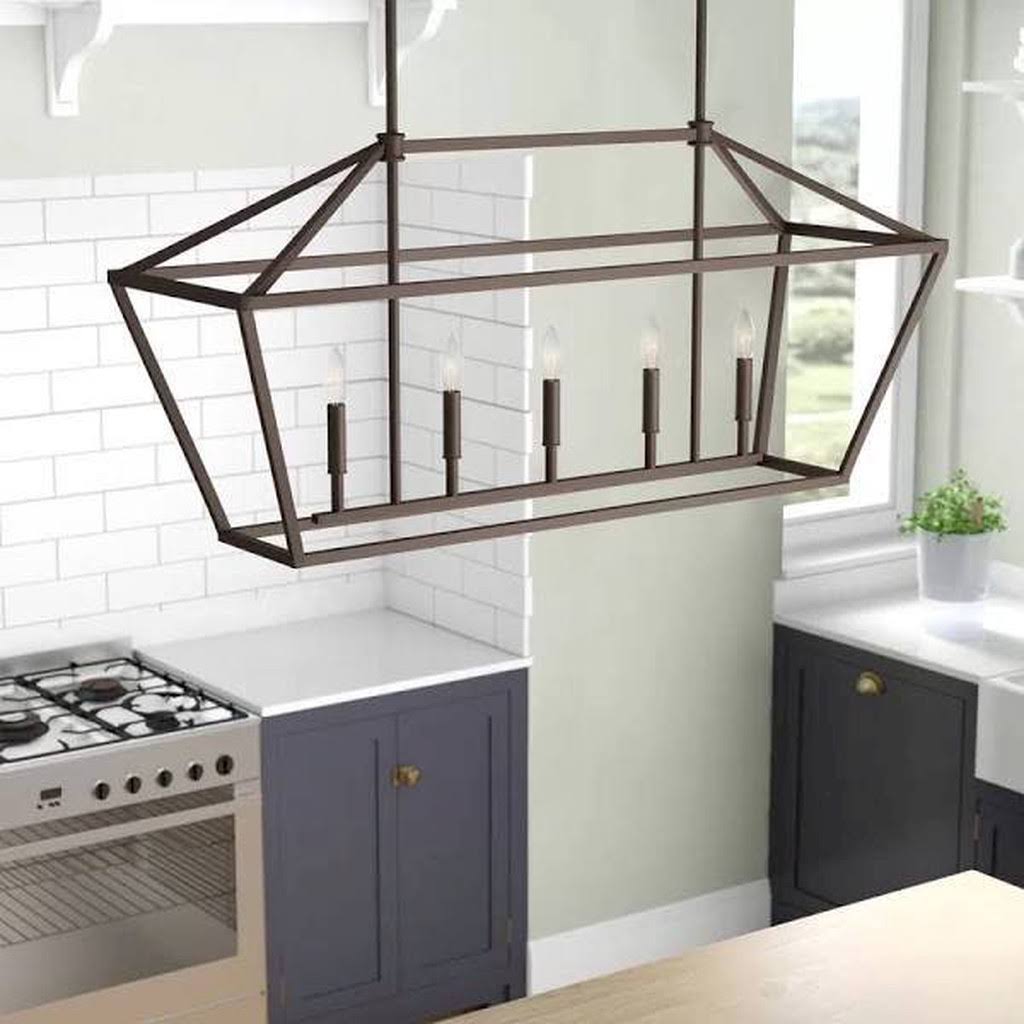 Laurel Foundry Modern Farmhouse Freemont 5-Light Kitchen Island Pendant, Rubbed Bronze