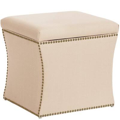 Joao Storage Ottoman Upholstery: Marlow Vanilla, Trim: Brass Nailhead