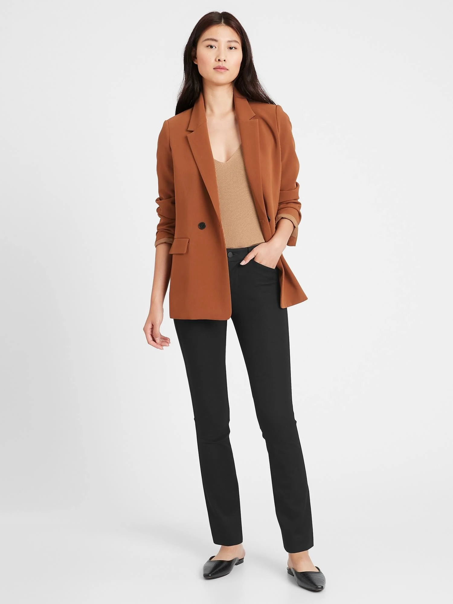 Banana Republic Women's Mid-Rise Straight Sloan Pant Black Size 0 Short