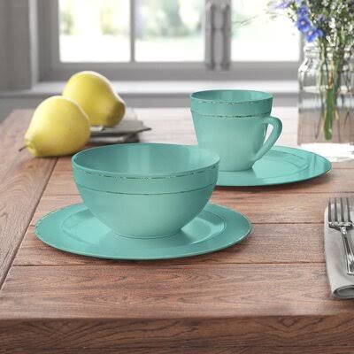 Kubiak 16 Piece Dinnerware Set, Service for 4 Color: Sea Foam