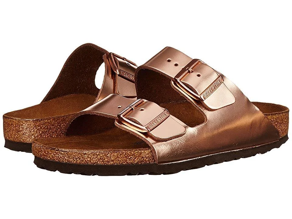 Birkenstock Women's Arizona Metallic Copper Leather Soft Footbed