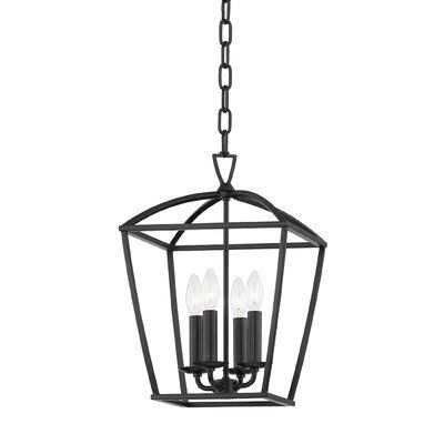 Brodie 4 - Light Lantern Chandelier Birch Lane Finish: Aged Iron, Size: 71.5x22 H x 12x22 W x 12x22 D