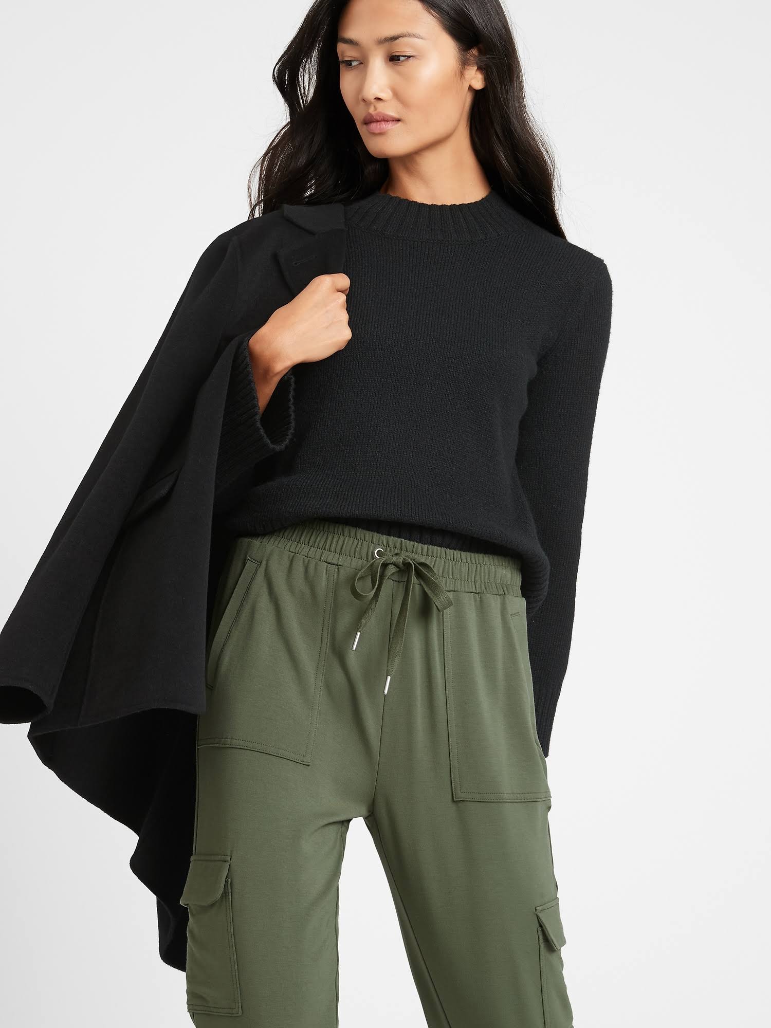 Banana Republic Women's Baby Terry Cargo Jogger Flight Jacket Green Size Xs