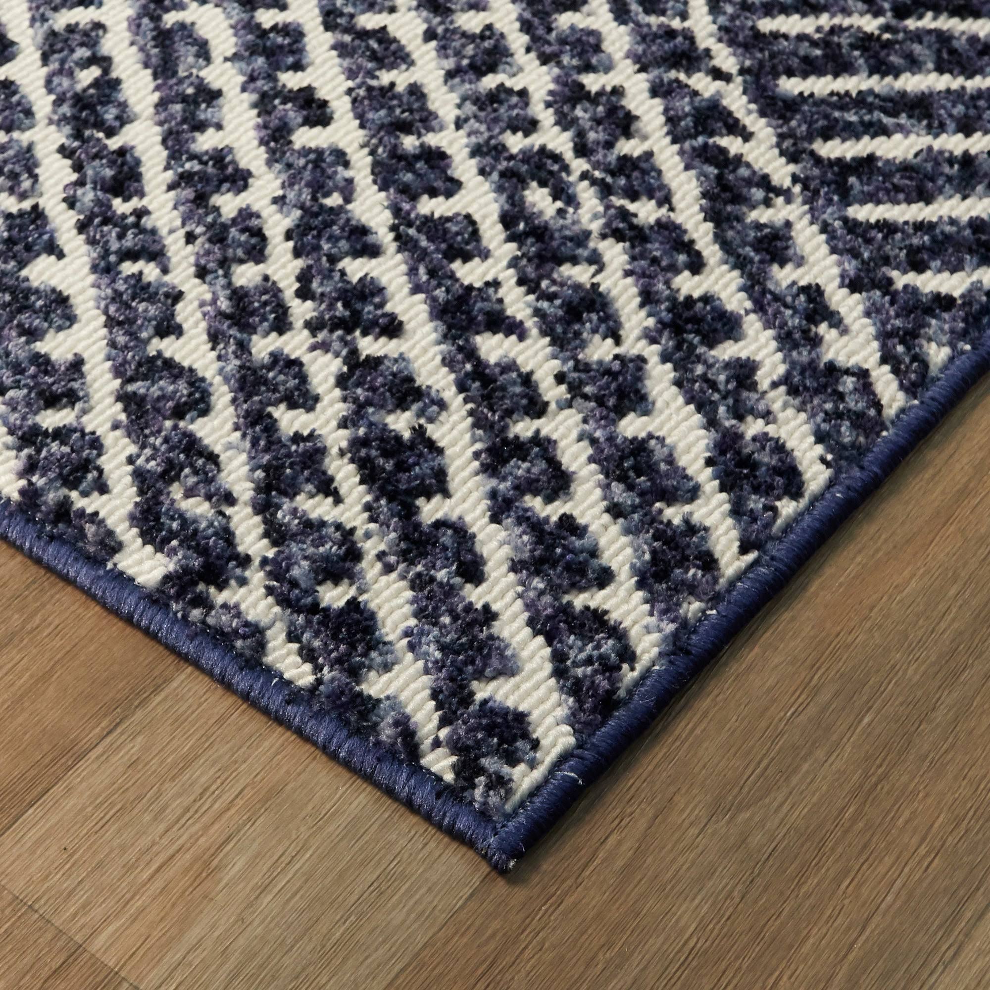 Whitaker Abstract Area Rug - 2&7x22 x 7& Runner - Navy Blue