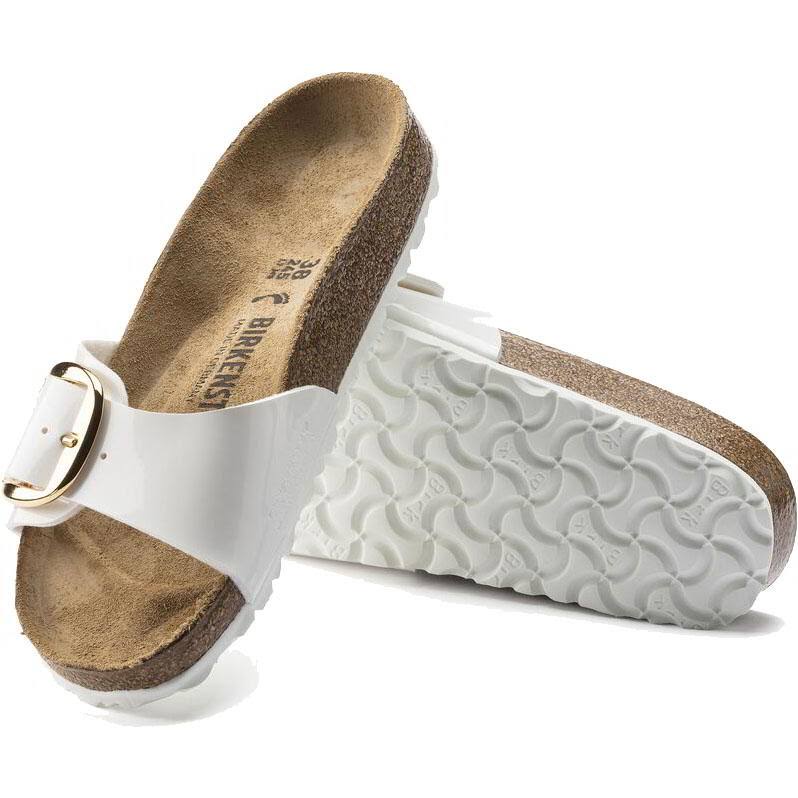 Birkenstock Patent Madrid Big Buckle Signle Strap Sandals - White