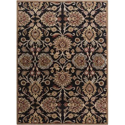 Arden Floral Handmade Tufted Wool Black/Camel Area Rug Birch Lane Rug Size: Rectangle 5& x 8&