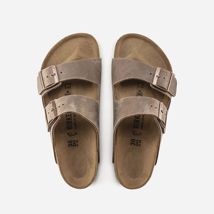 Birkenstock Arizona Oiled Leather Narrow Sandals - Tabacco Brown