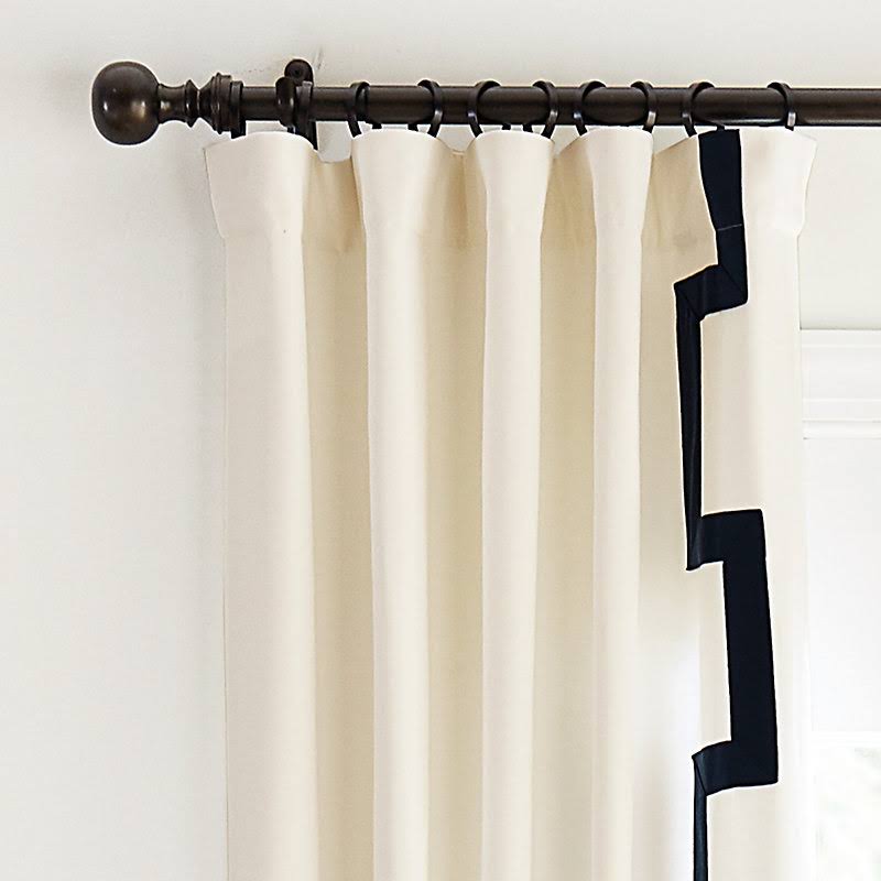 Set of 2 Fret Trim Drapery Panels Natural 108x22 - Ballard Designs