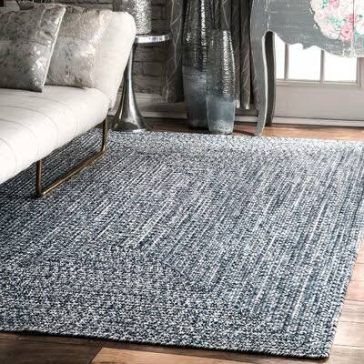 Handmade Braided Blue/White Area Rug Rug Size: Rectangle 4& x 6&
