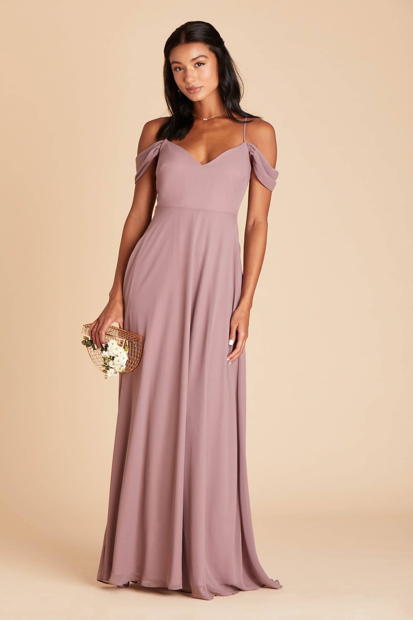 Birdy Grey Devin Convertible Chiffon Bridesmaid Dress in Dark Mauve Xs / Dark Mauve / No Slit