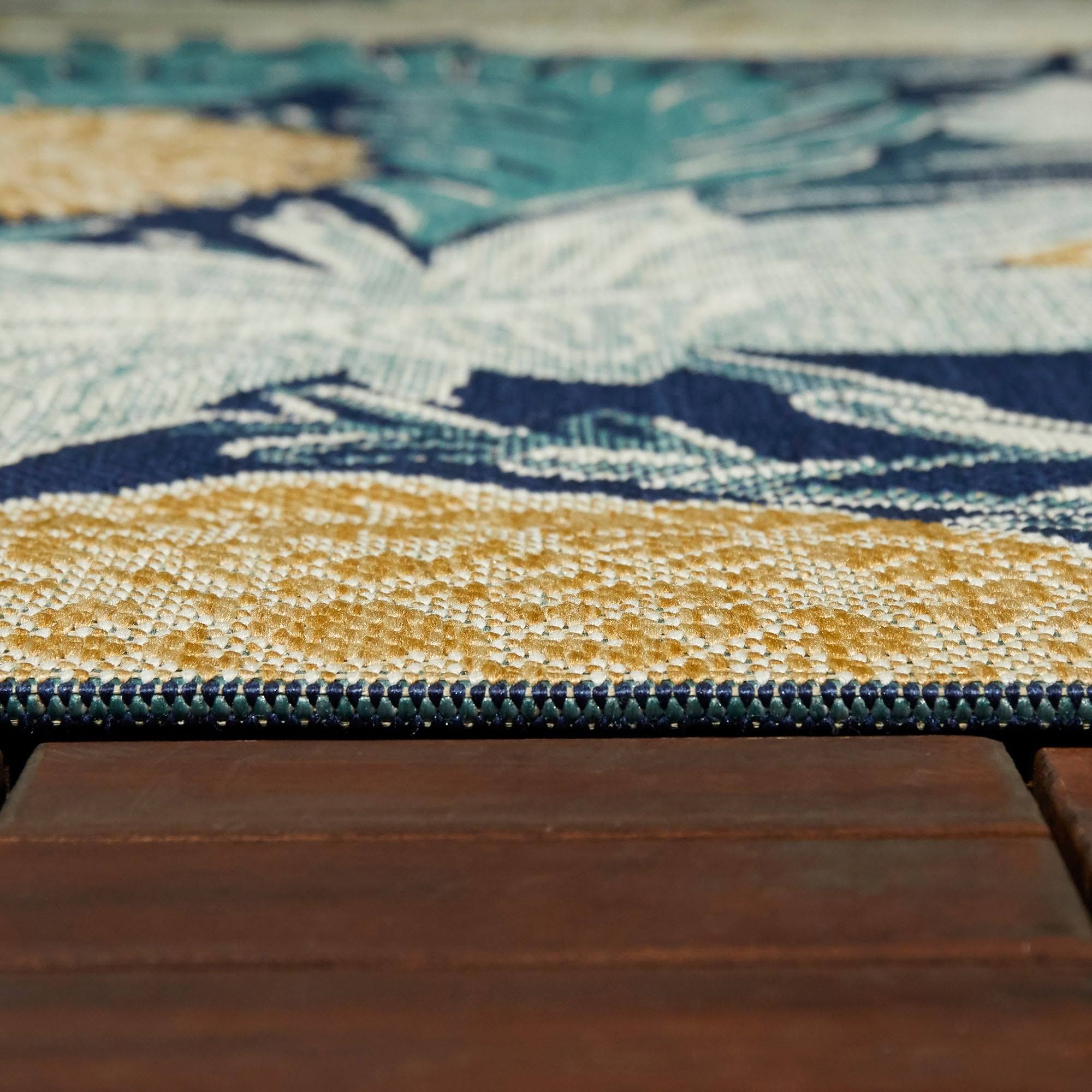 Woodcut Floral Outdoor Rug - 5&x7& - Threshold, Blue Green
