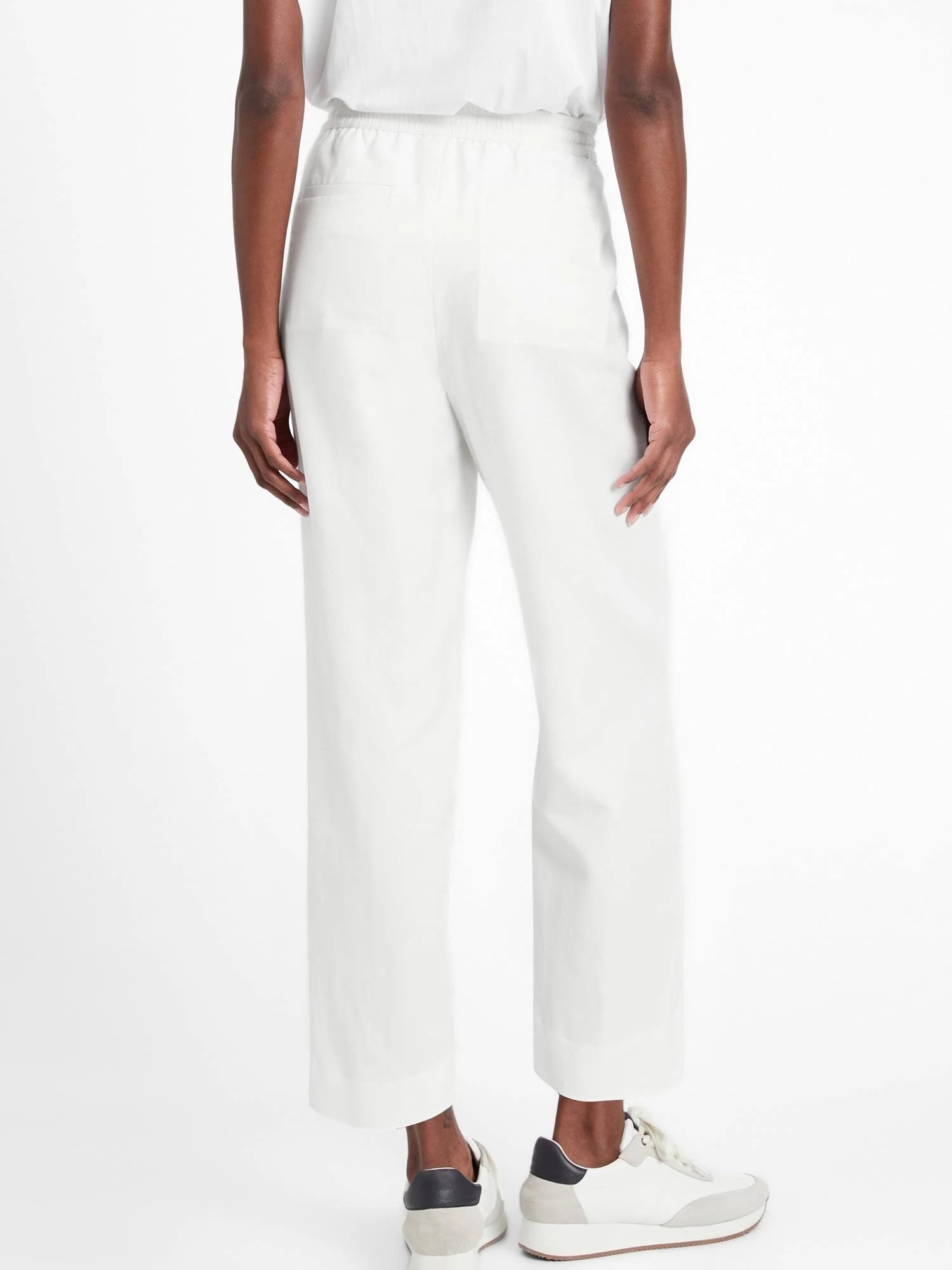 Banana Republic Women's Slim Tencel -Linen Pant White Size L