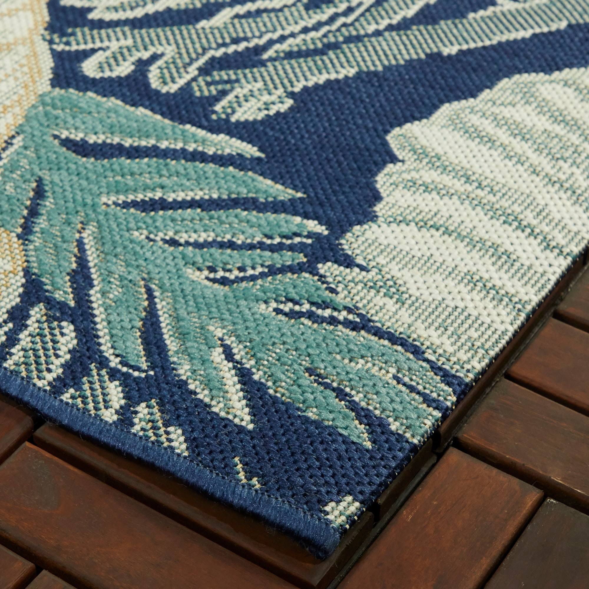 Woodcut Floral Outdoor Rug - 5&x7& - Threshold, Blue Green