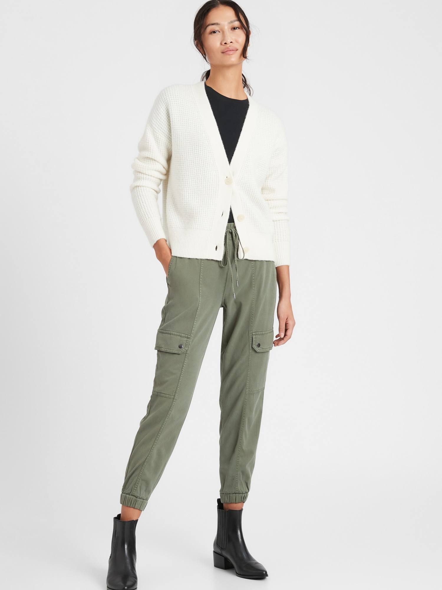 Banana Republic Women's Cargo Jogger Flight Jacket Green Size S