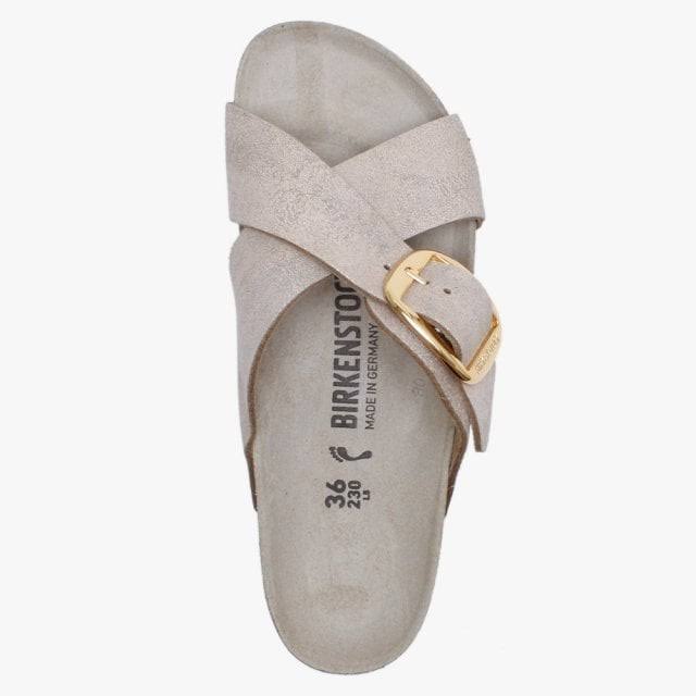 Birkenstock Siena Big Buckle Washes Metallic Rose Gold Leather Mules S