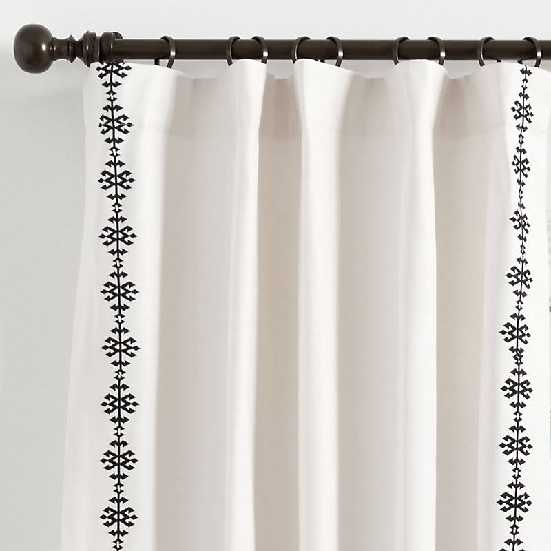 Aria Embroidered Drapery Panel Black 84x22 - Ballard Designs