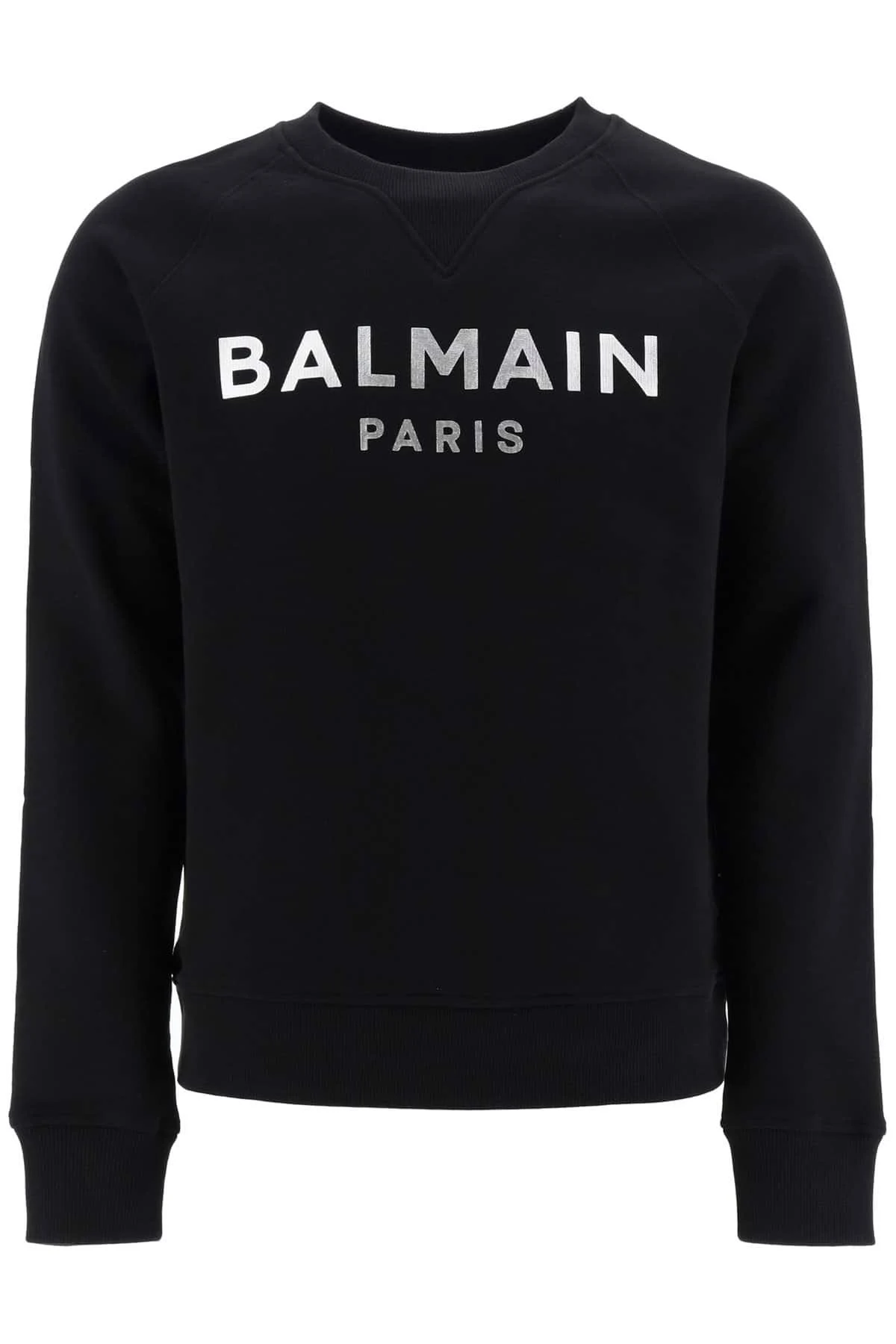 Balmain Sweatshirt with Metallic Logo S Black,Silver Cotton