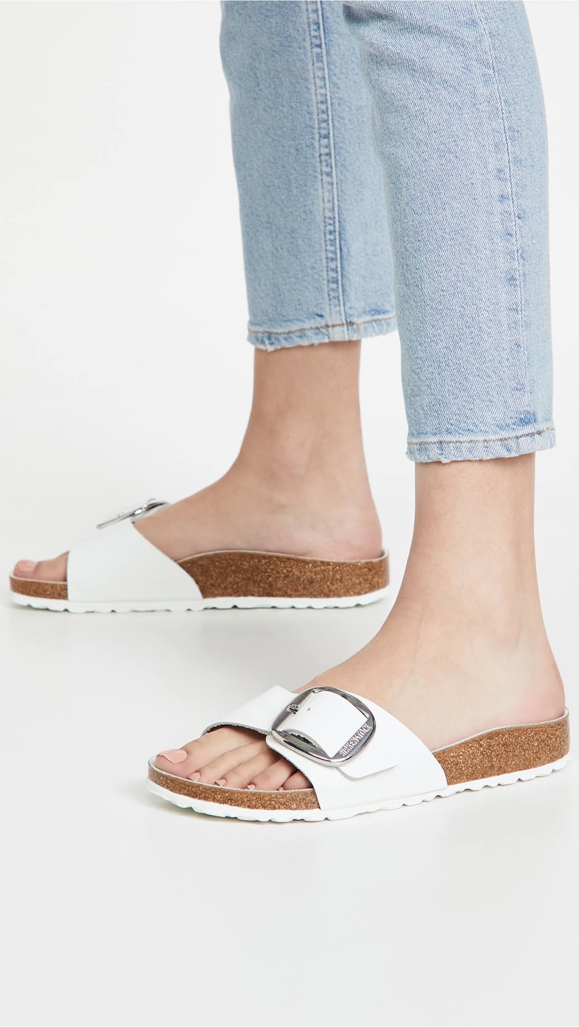 Women's Birkenstock Madrid Big Buckle White Leather Size 36 Narrow
