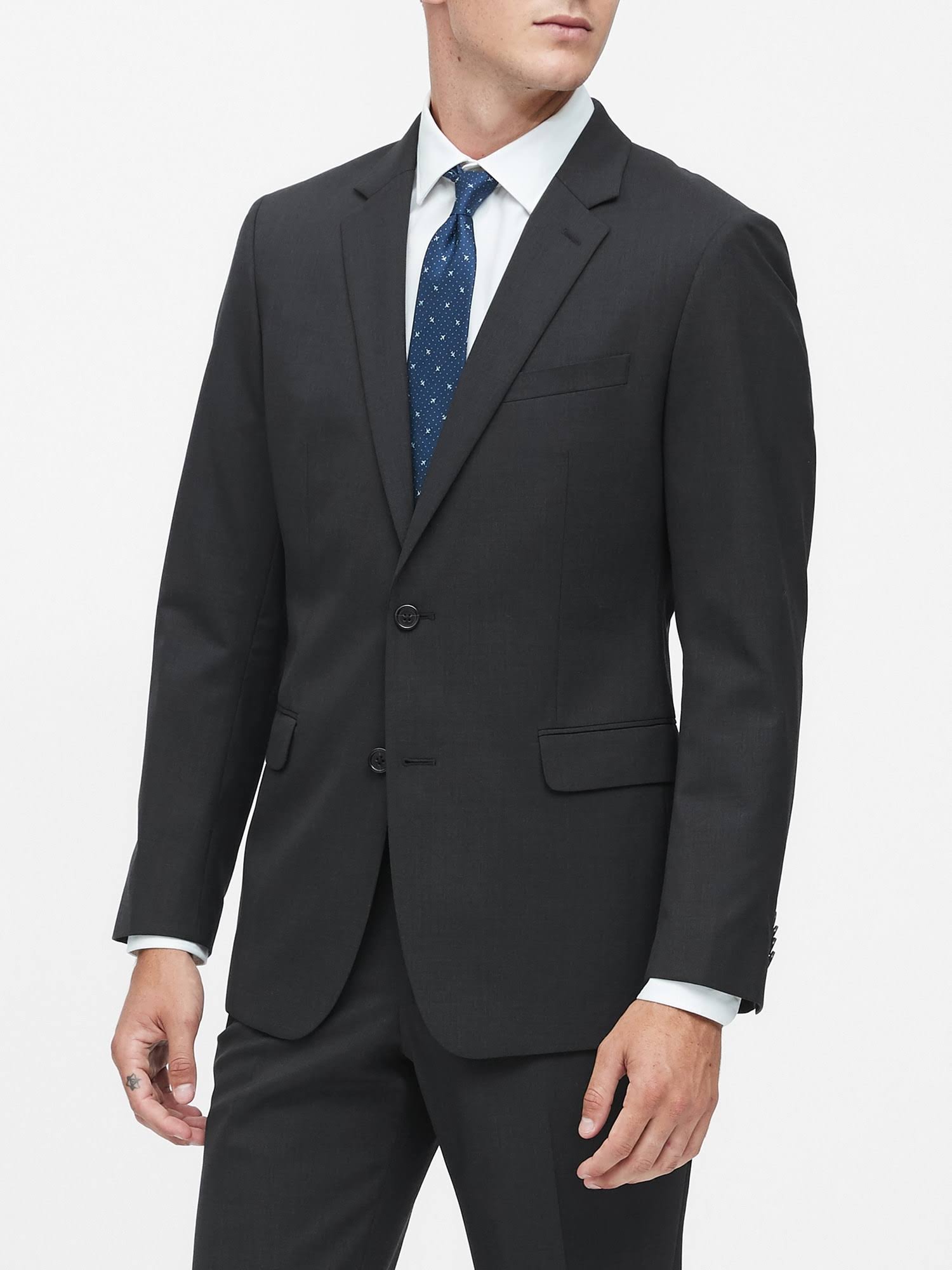 Banana Republic Men's Standard Solid Italian Wool Suit Jacket Dark Charcoal Size 38 Short