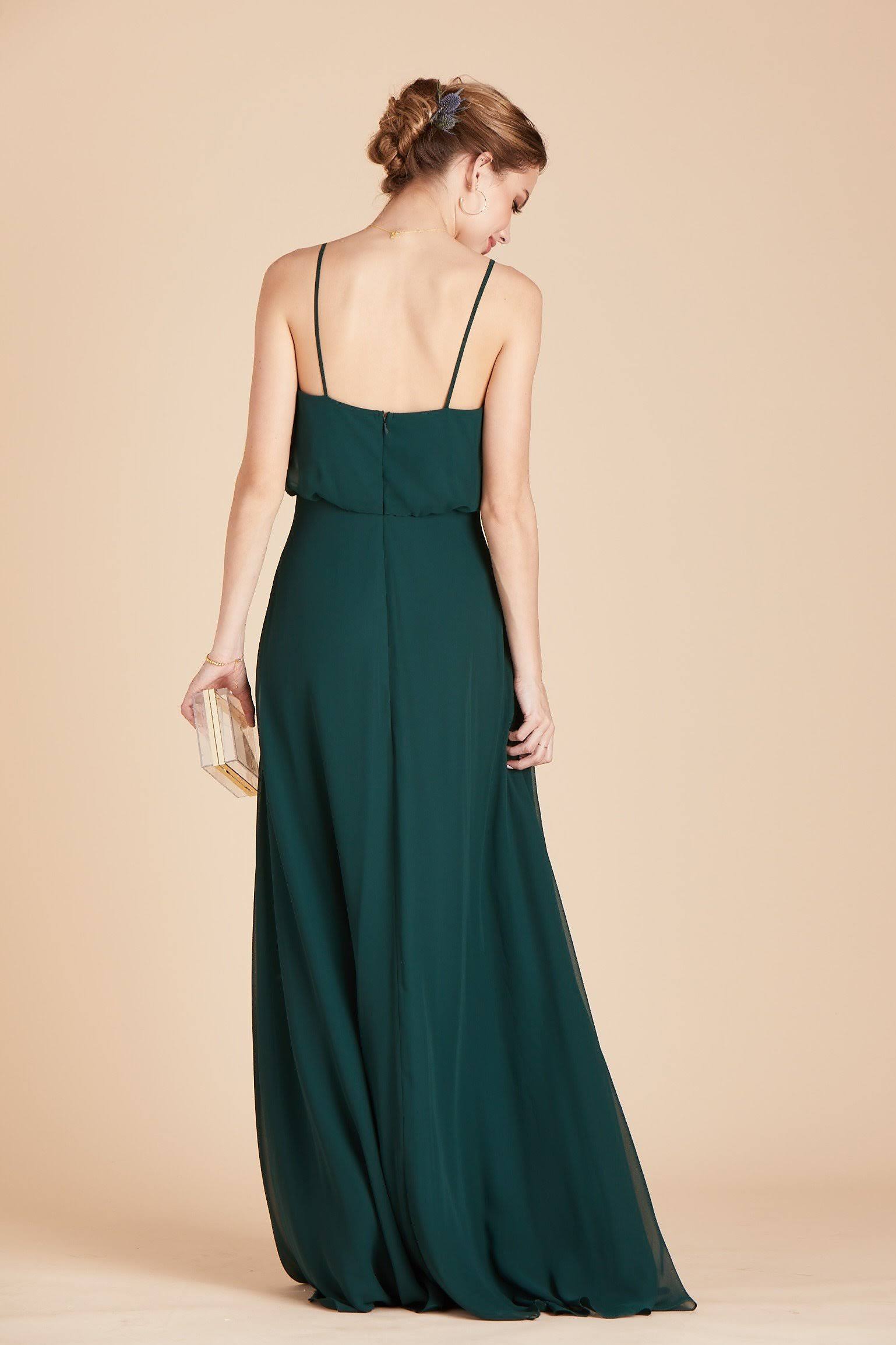 Gwennie Chiffon Bridesmaid Dress in Emerald XL / Emerald / No Slit