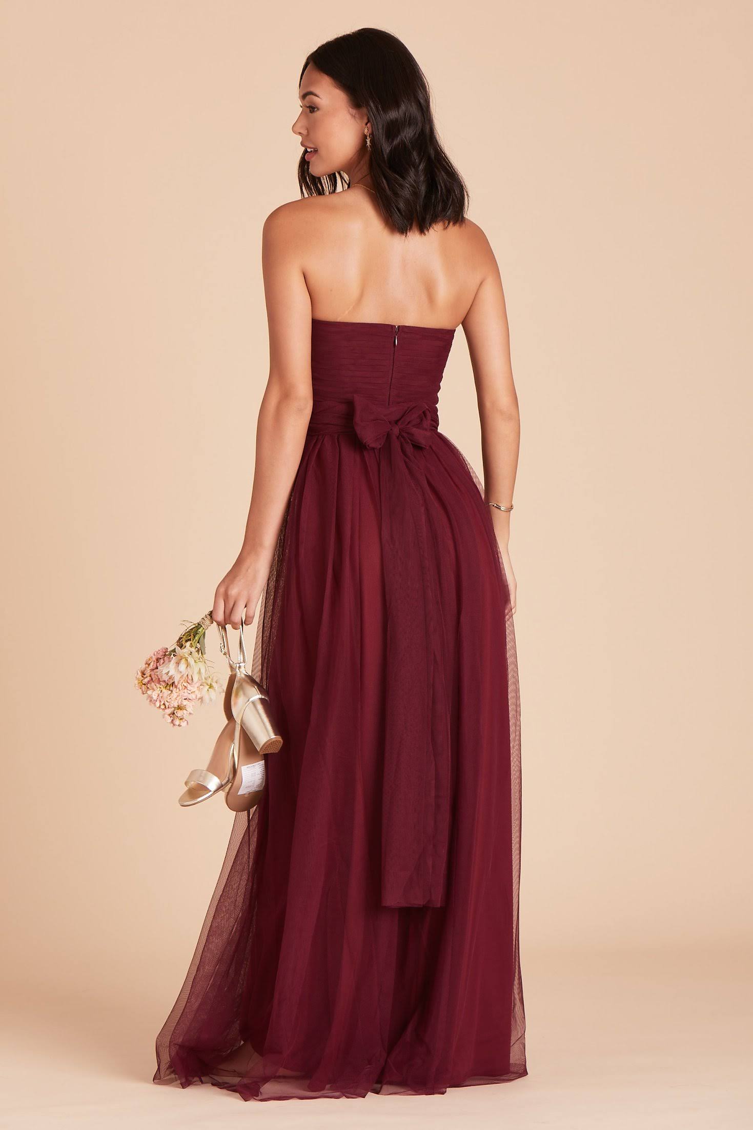 Birdy Grey Christina Convertible Tulle Bridesmaid Dress in Cabernet Xs / Cabernet