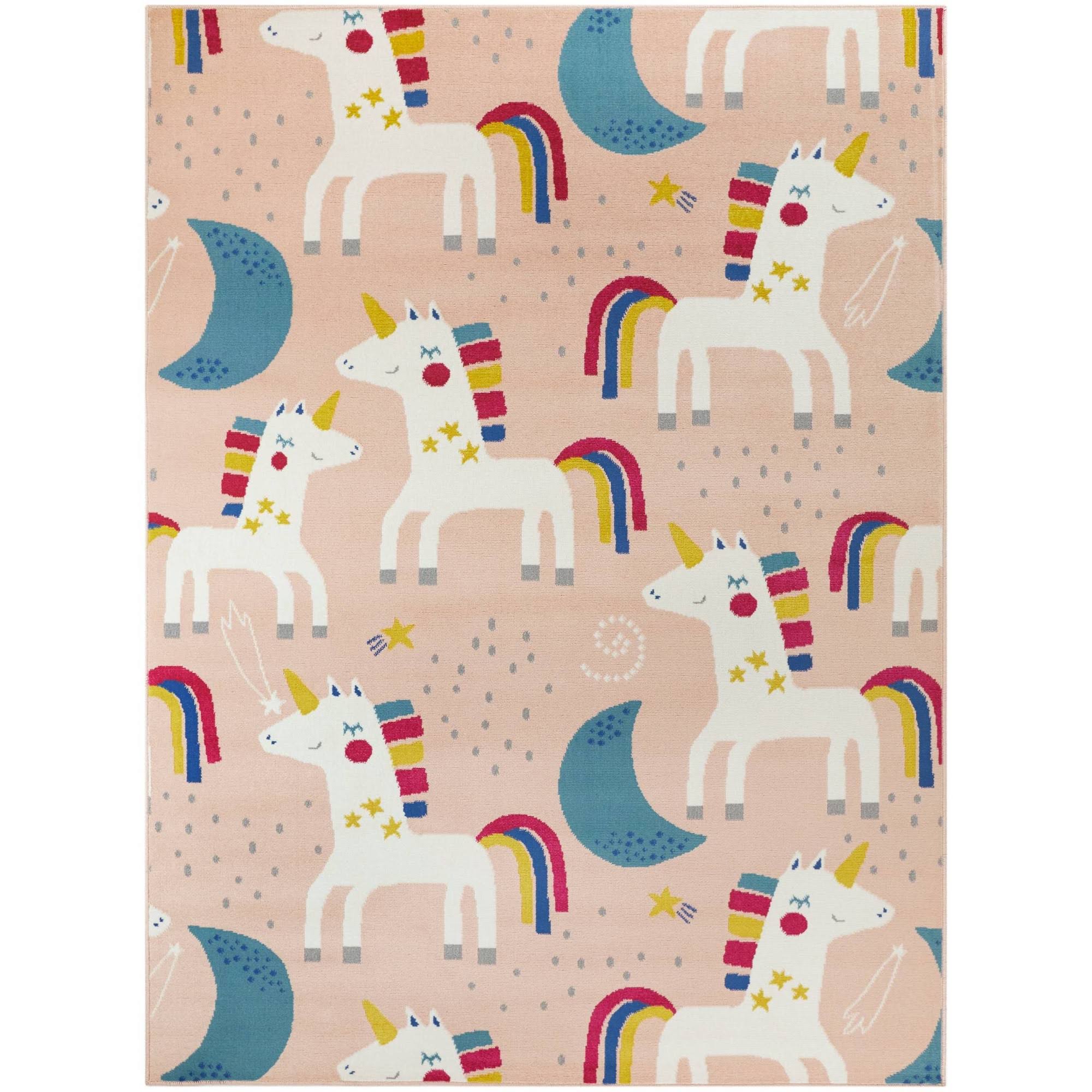Balta Rainbow Unicorn Pink 4 ft. x 6 ft. Area Rug