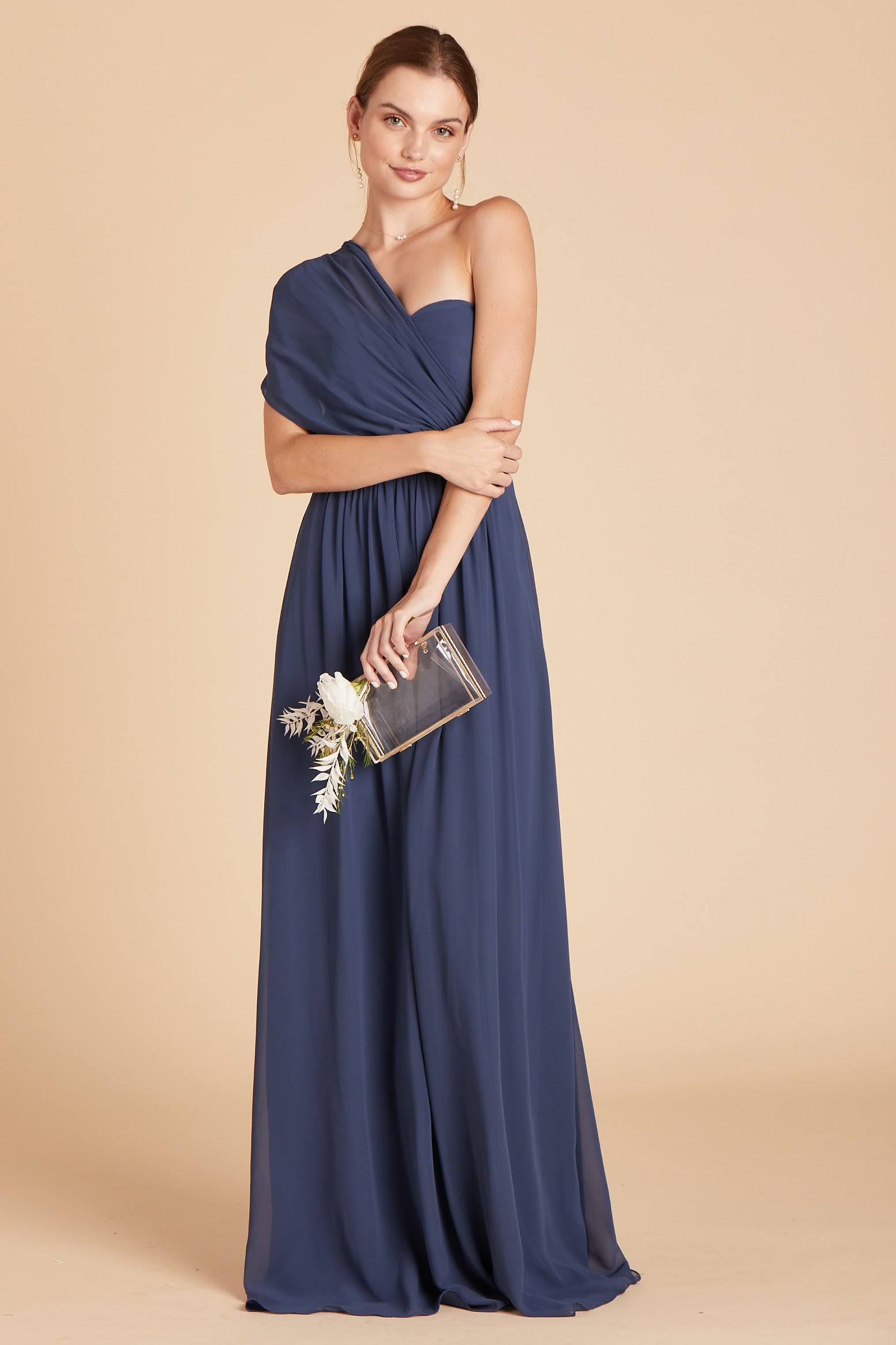Birdy Grey Grace Convertible Chiffon Bridesmaid Dress in Slate Blue XXL / Slate Blue / No Slit