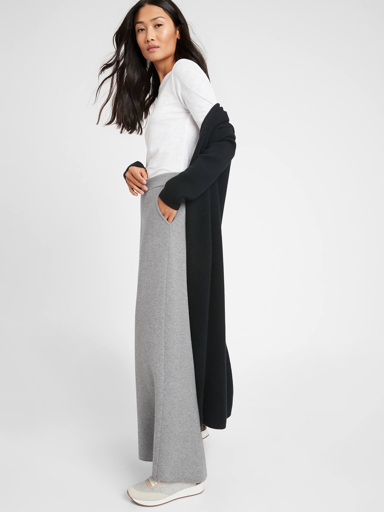 Banana Republic Women's Wide-Leg Sweater Pant Heather Gray Size M