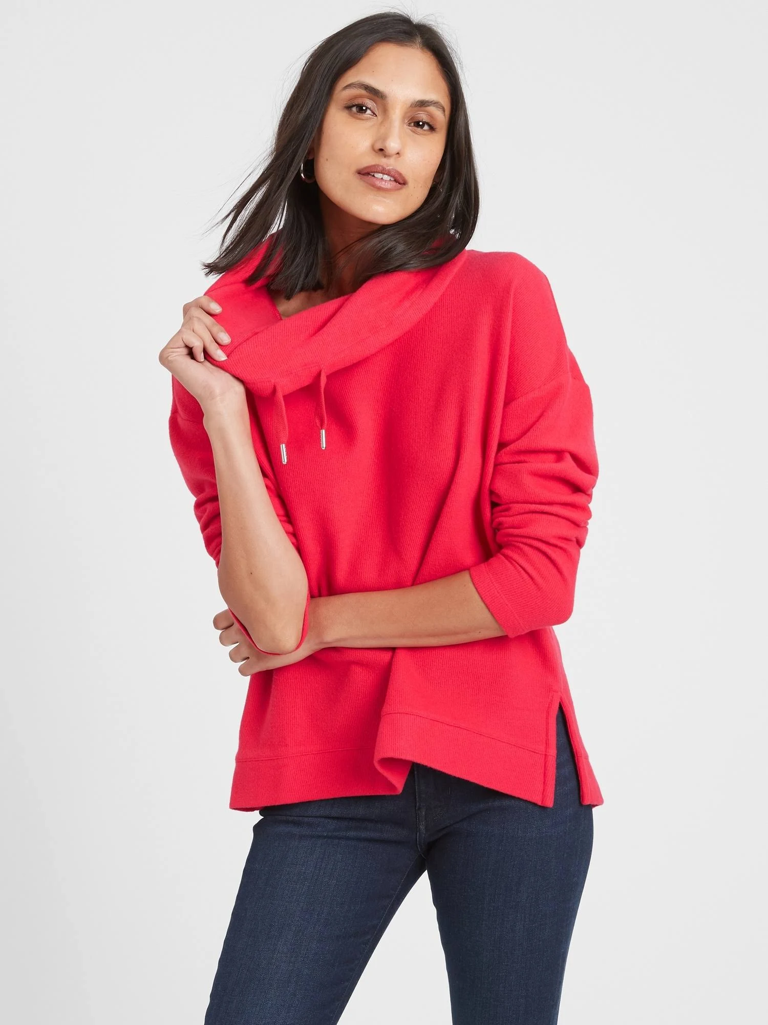 Women's Cozy Snood Sweatshirt Bright Pink