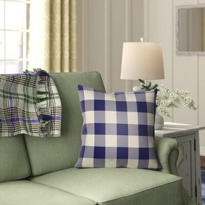 Silas Indoor / Outdoor Plaid Throw Pillow Birch Lane Size 18x22 H x 18x22 W x 4x22 D, Color Blue/Neutral