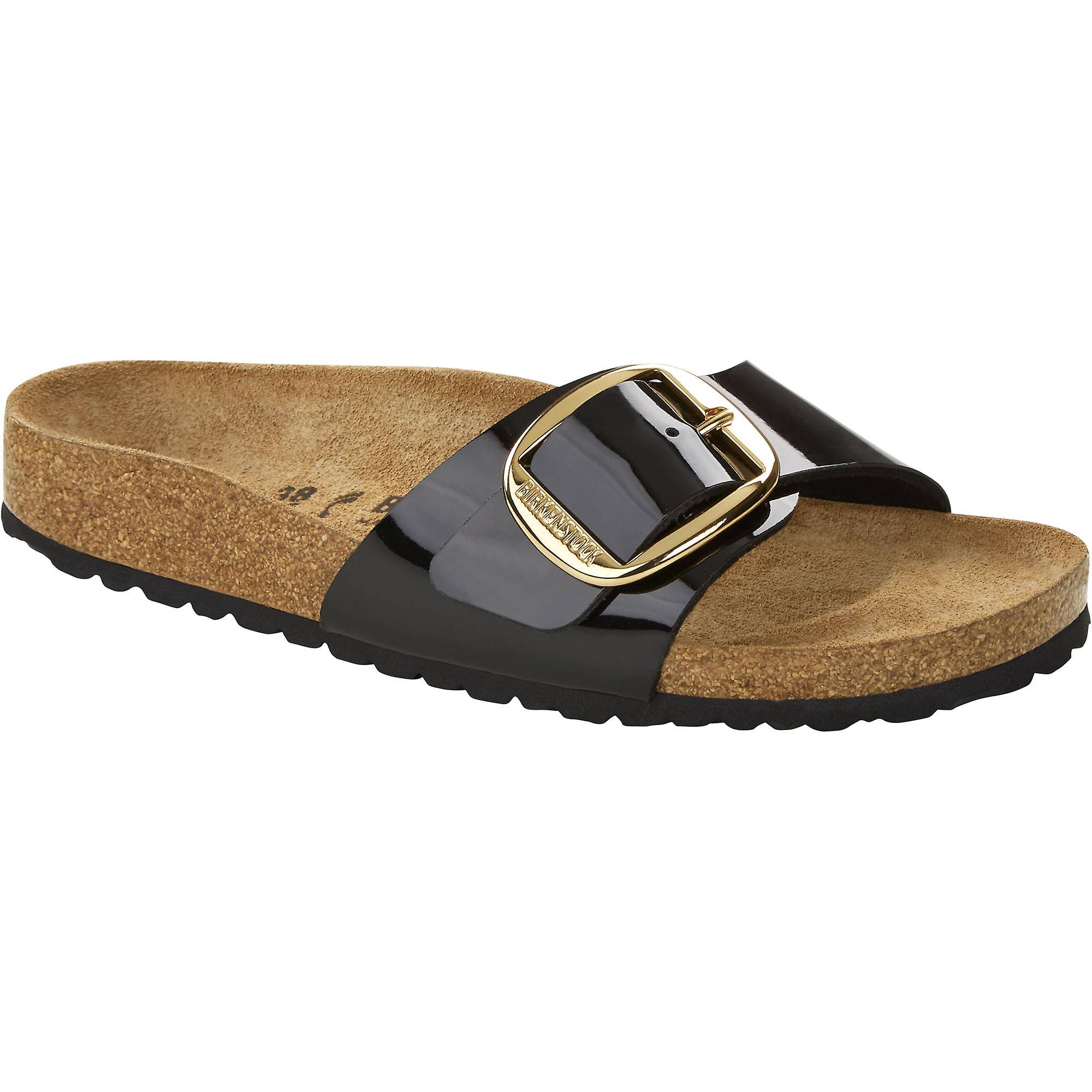 Birkenstock Unisex Madrid Big Buckle Birko-Flor Sandal Patent Black 38