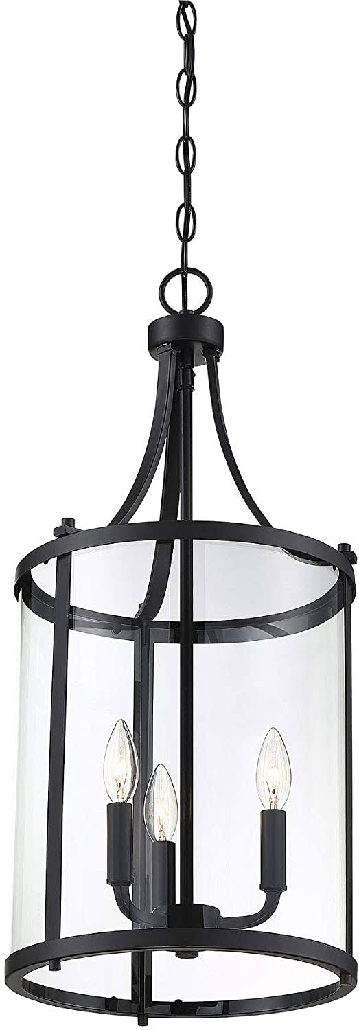 3 - Light Lantern Cylinder Pendant Satin Nickel