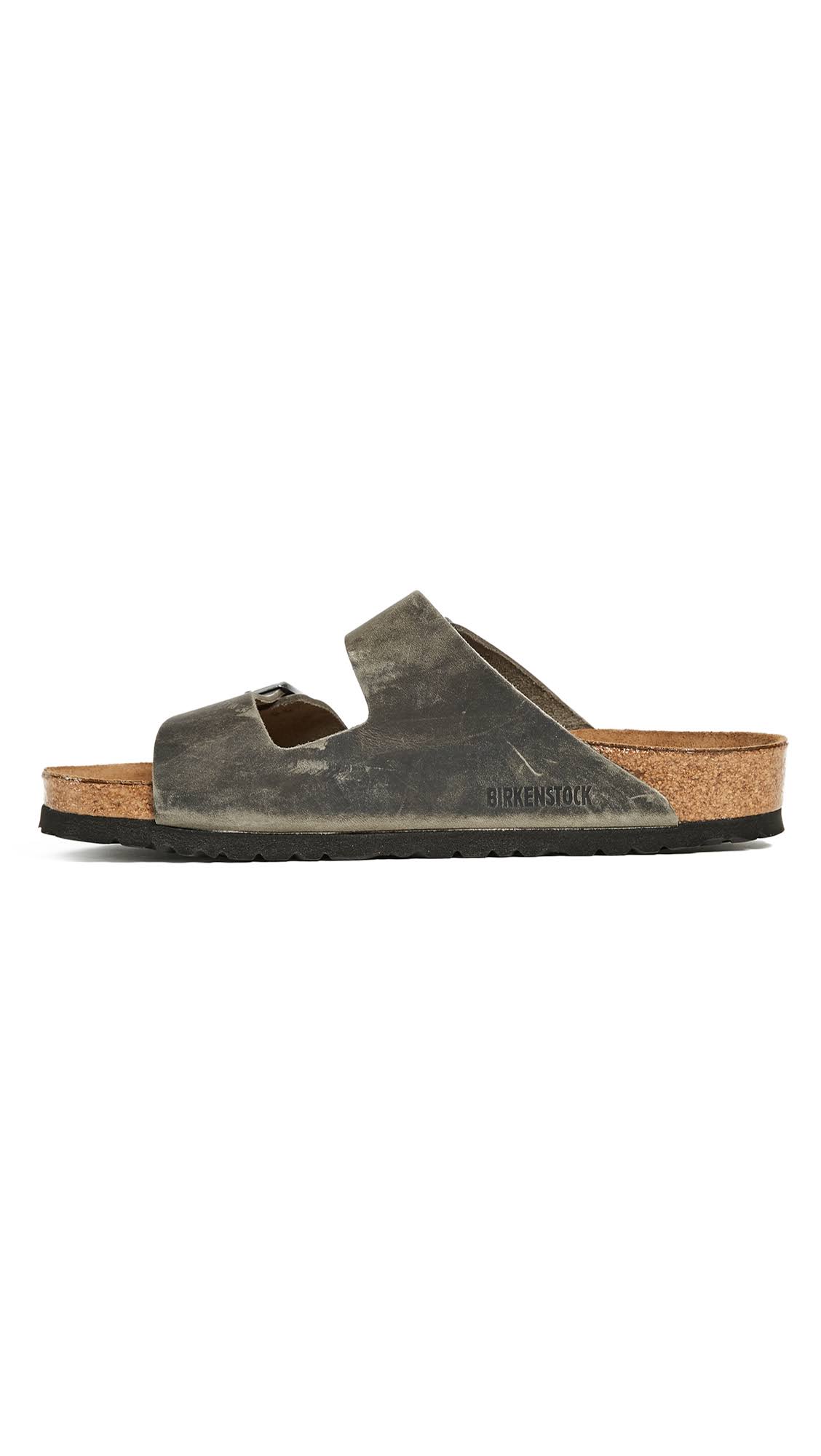 Birkenstock Arizona Oiled Leather Sandals, Iron, Size 42