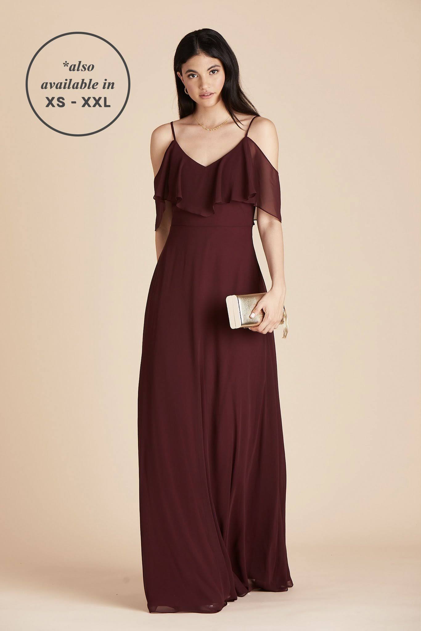 Birdy Grey Jane Plus Size Convertible Chiffon Bridesmaid Dress in Cabernet 2x / Cabernet / No Slit