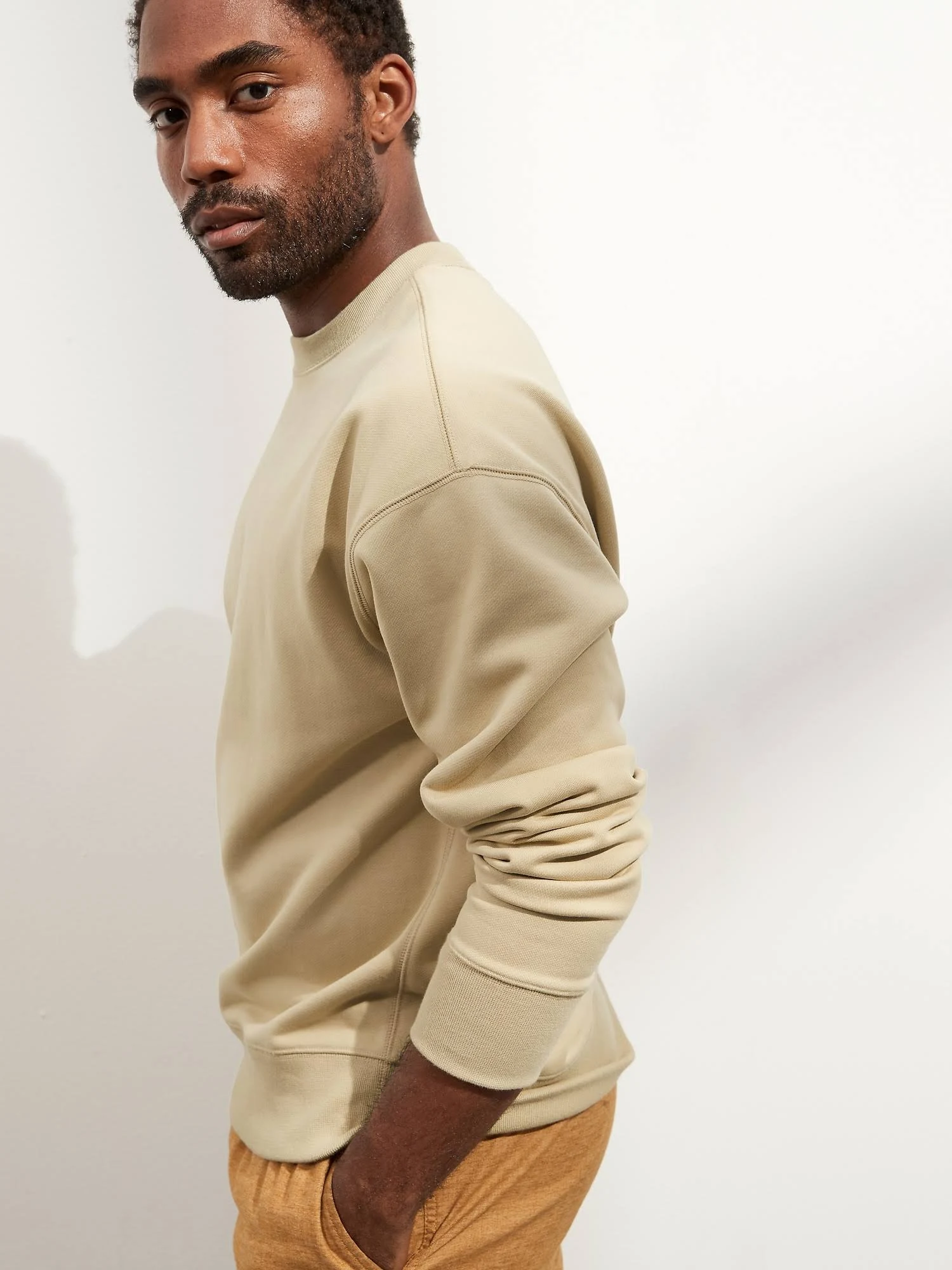 Banana Republic Men's French Terry Crew-Neck Sweatshirt Beige Baja Sand Tall Size XL