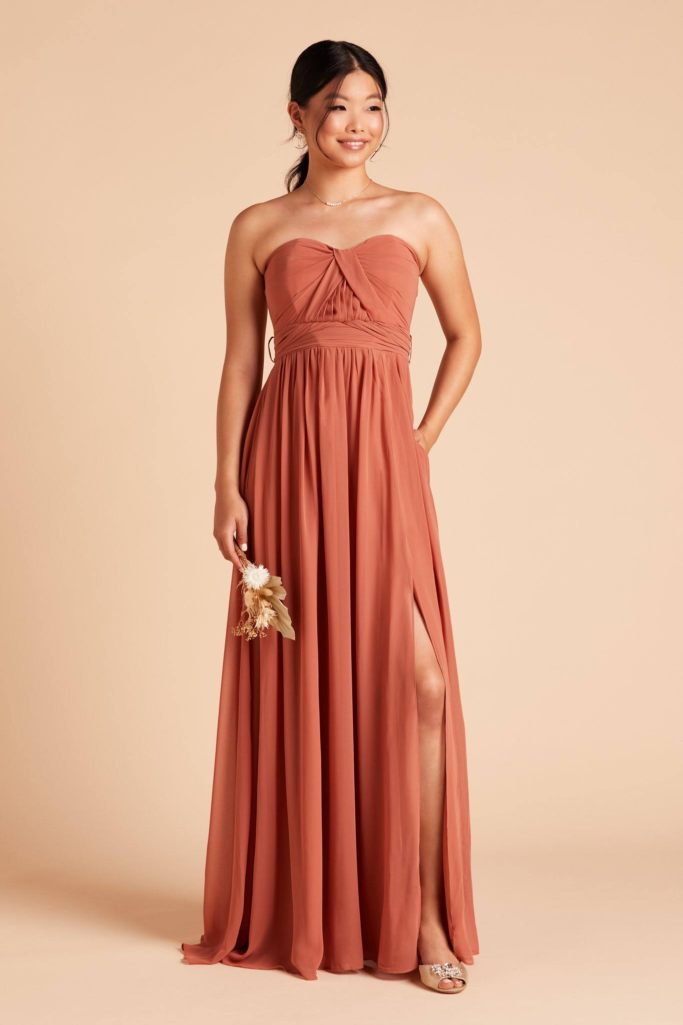 Birdy Grey Grace Convertible Chiffon Bridesmaid Dress in Terracotta XL / Terracotta / No Slit