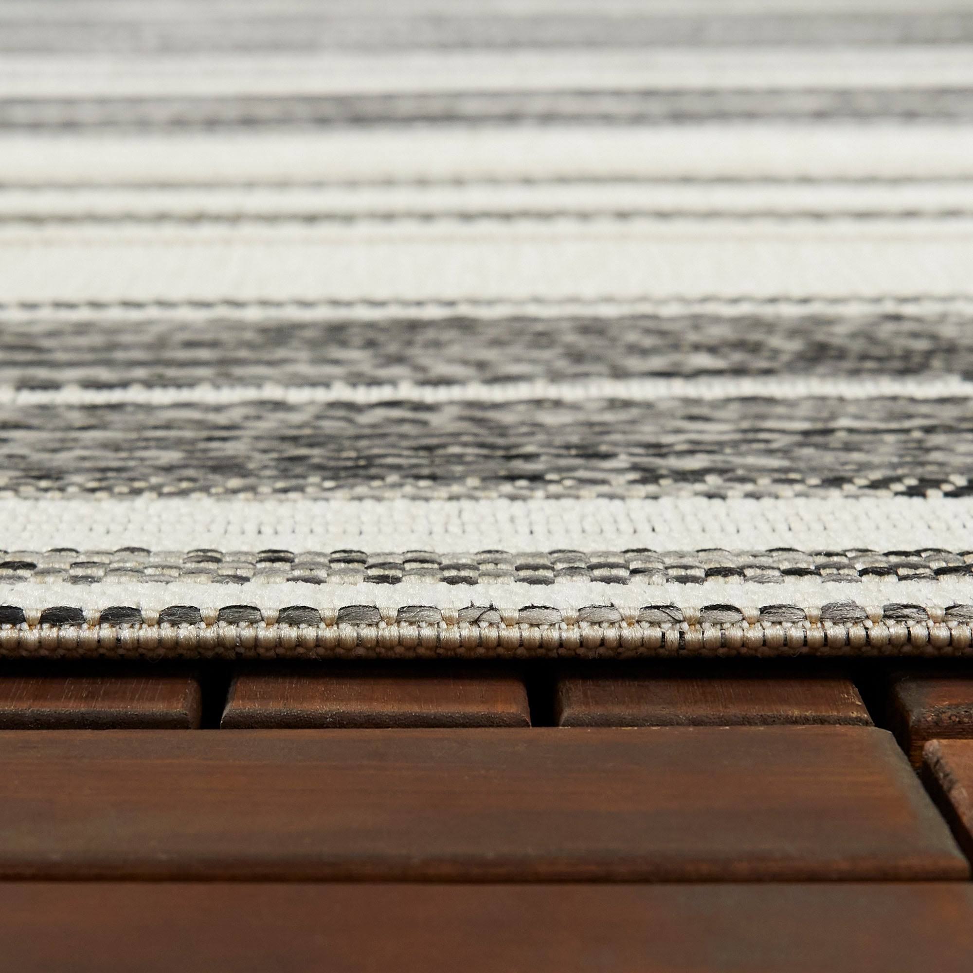 BALTA Alexie Grey 5 ft. x 7 ft. Stripe Indoor/Outdoor Area Rug